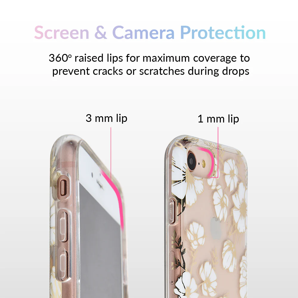 White and Gold Floral Clear iPhone Case - Image 3