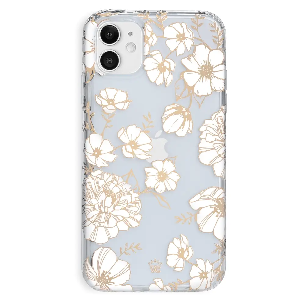 White and Gold Floral Clear iPhone Case - Image 31