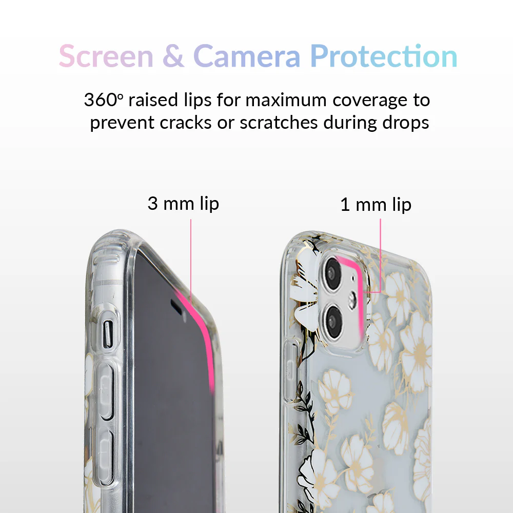 White and Gold Floral Clear iPhone Case - Image 33