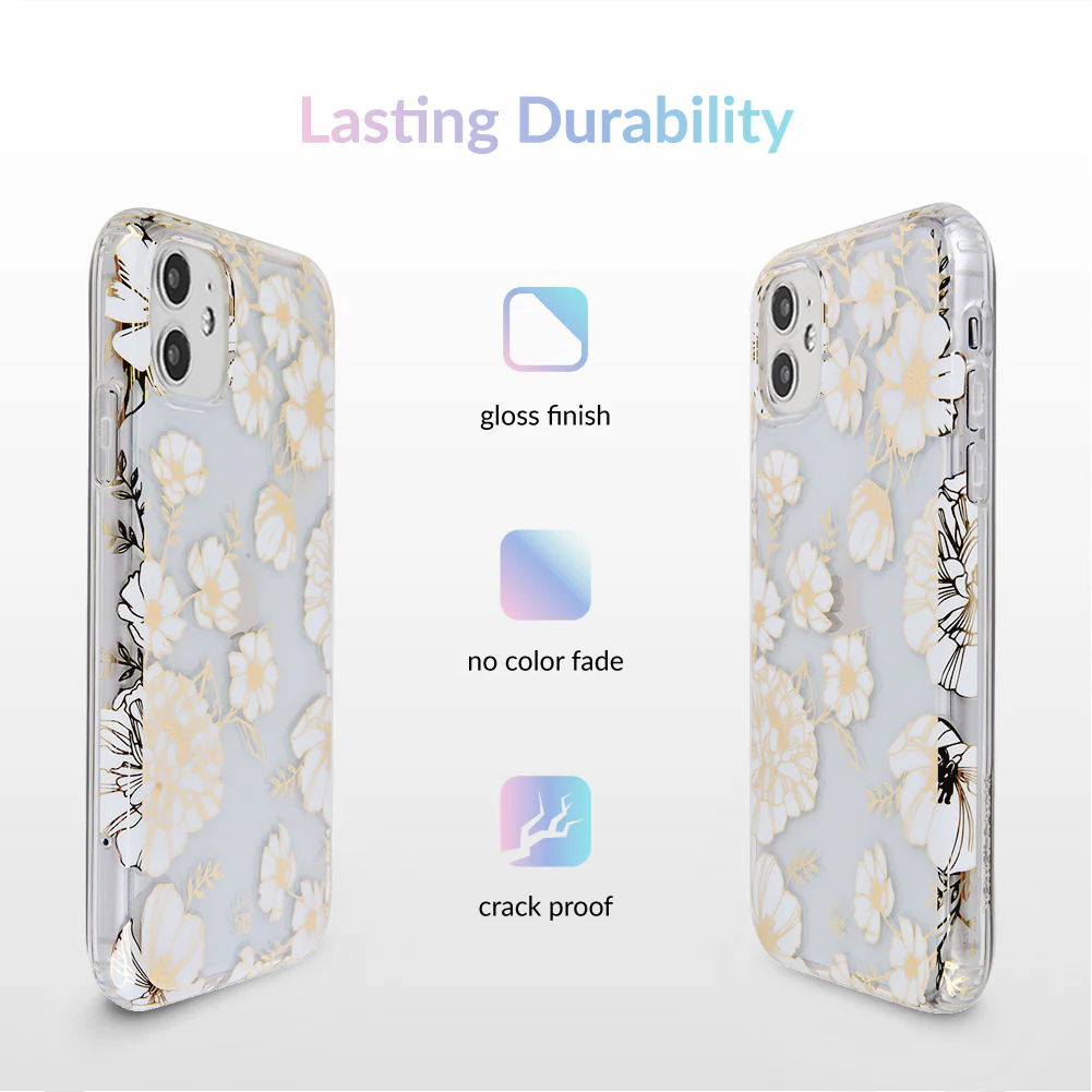 White and Gold Floral Clear iPhone Case - Image 35