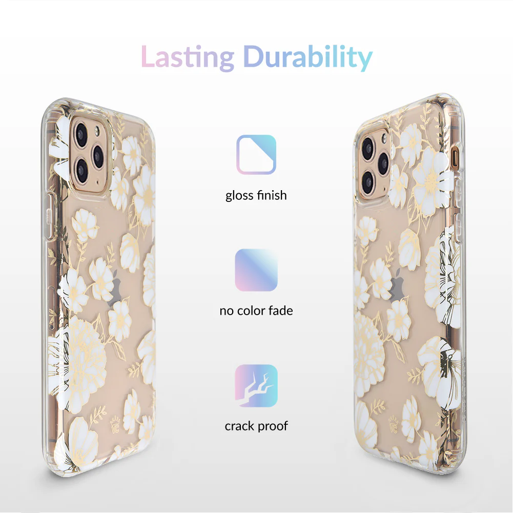 White and Gold Floral Clear iPhone Case - Image 41