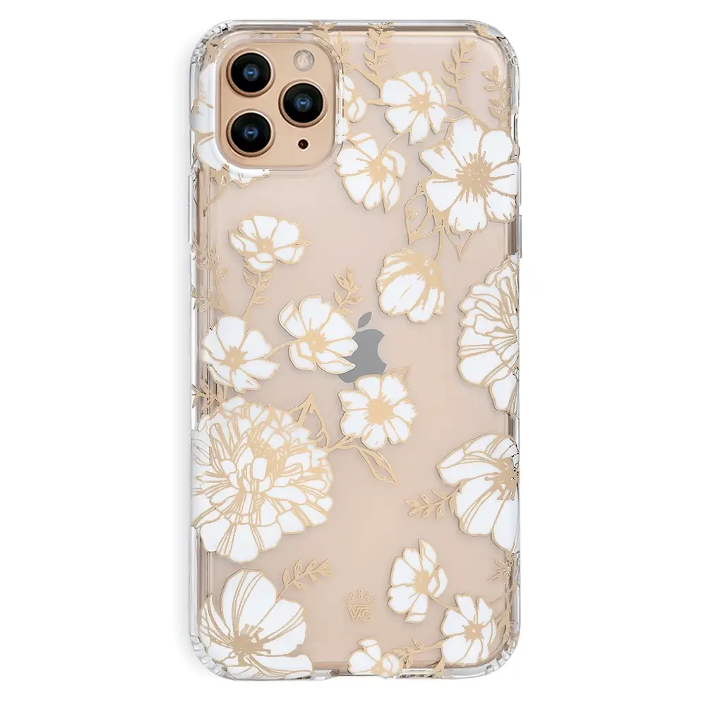 White and Gold Floral Clear iPhone Case - Image 43