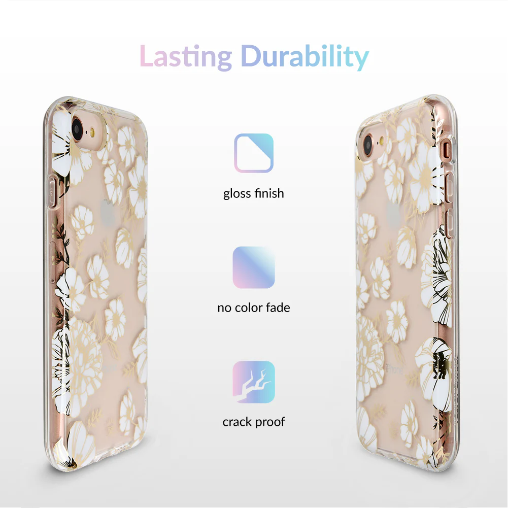 White and Gold Floral Clear iPhone Case - Image 5