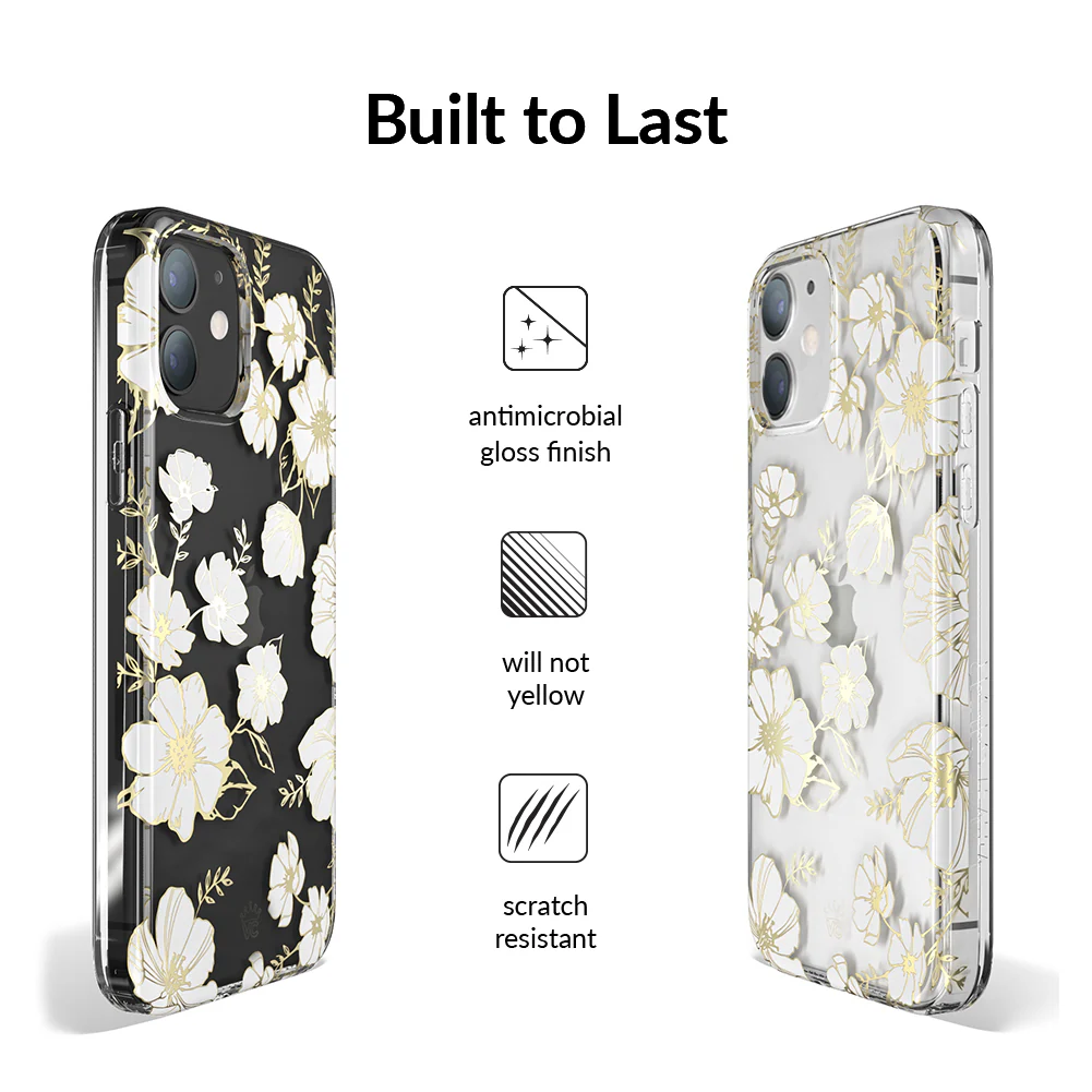 White and Gold Floral Clear iPhone Case - Image 62