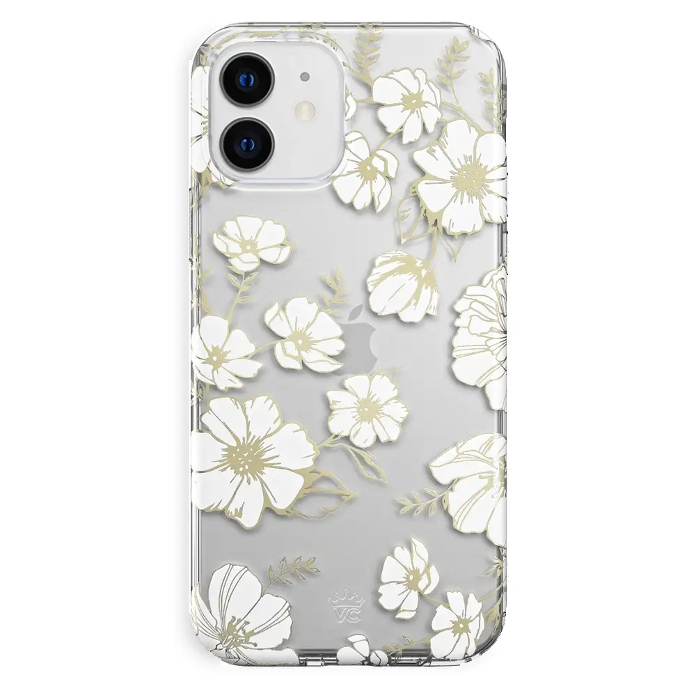 White and Gold Floral Clear iPhone Case - Image 64