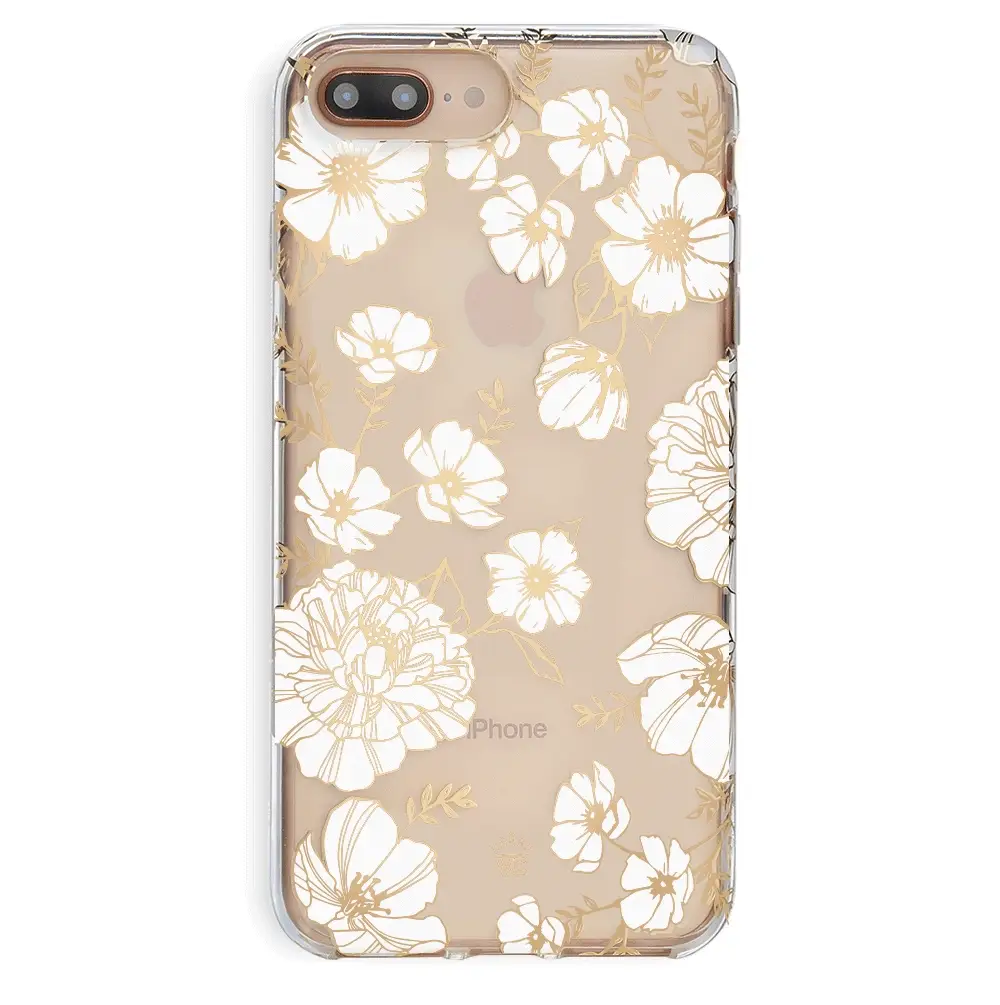 White and Gold Floral Clear iPhone Case - Image 7