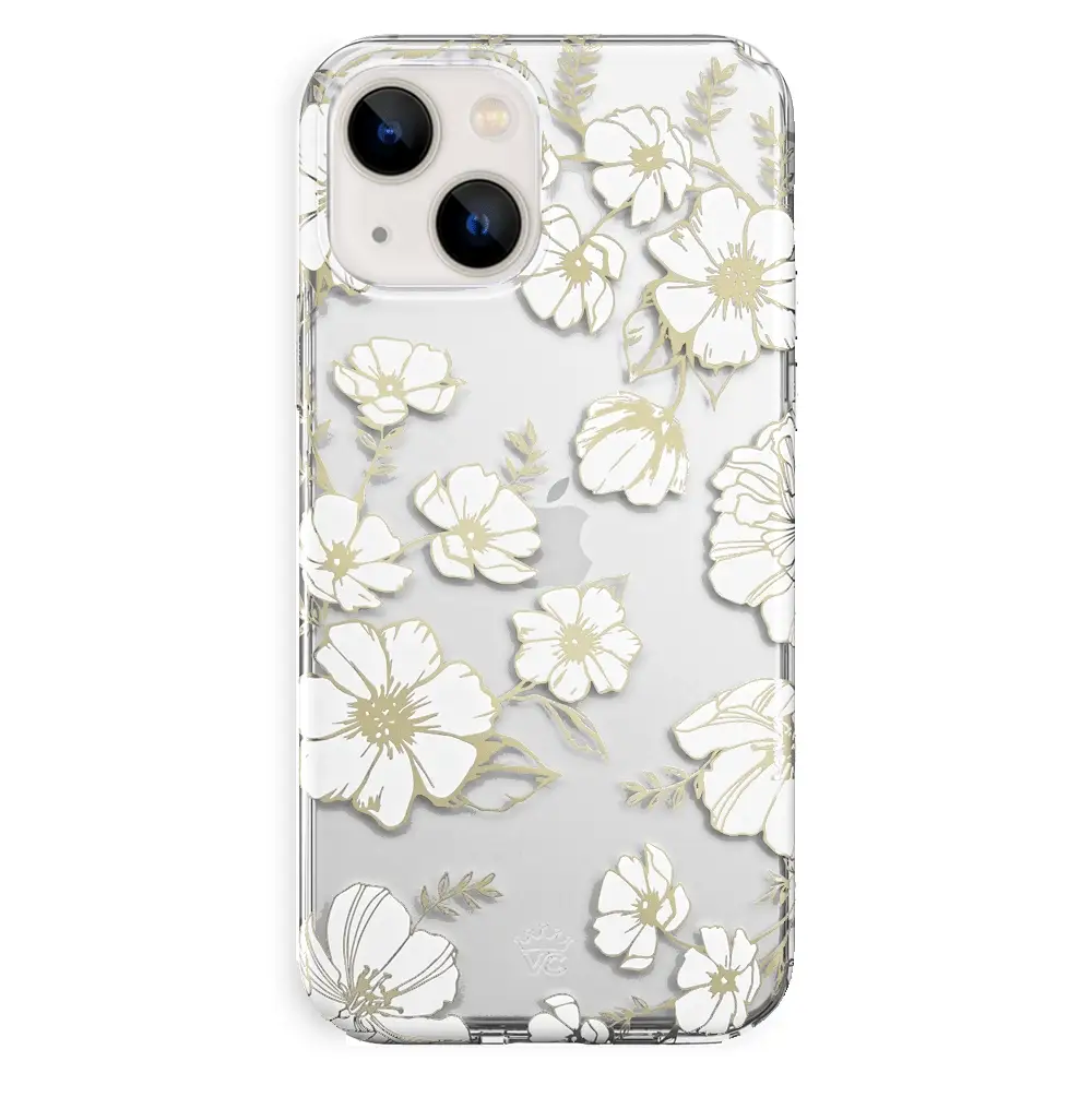 White and Gold Floral Clear iPhone Case - Image 75
