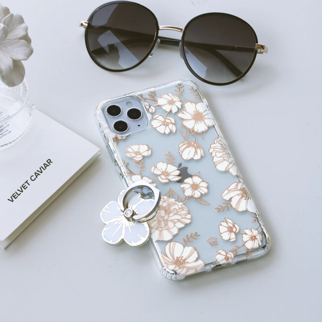 White and Gold Floral Clear iPhone Case - Image 76