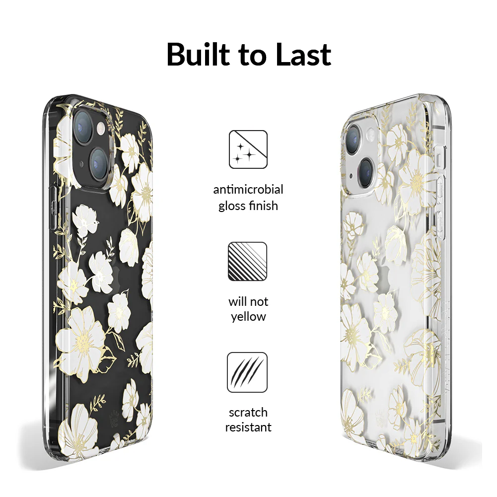 White and Gold Floral Clear iPhone Case - Image 79