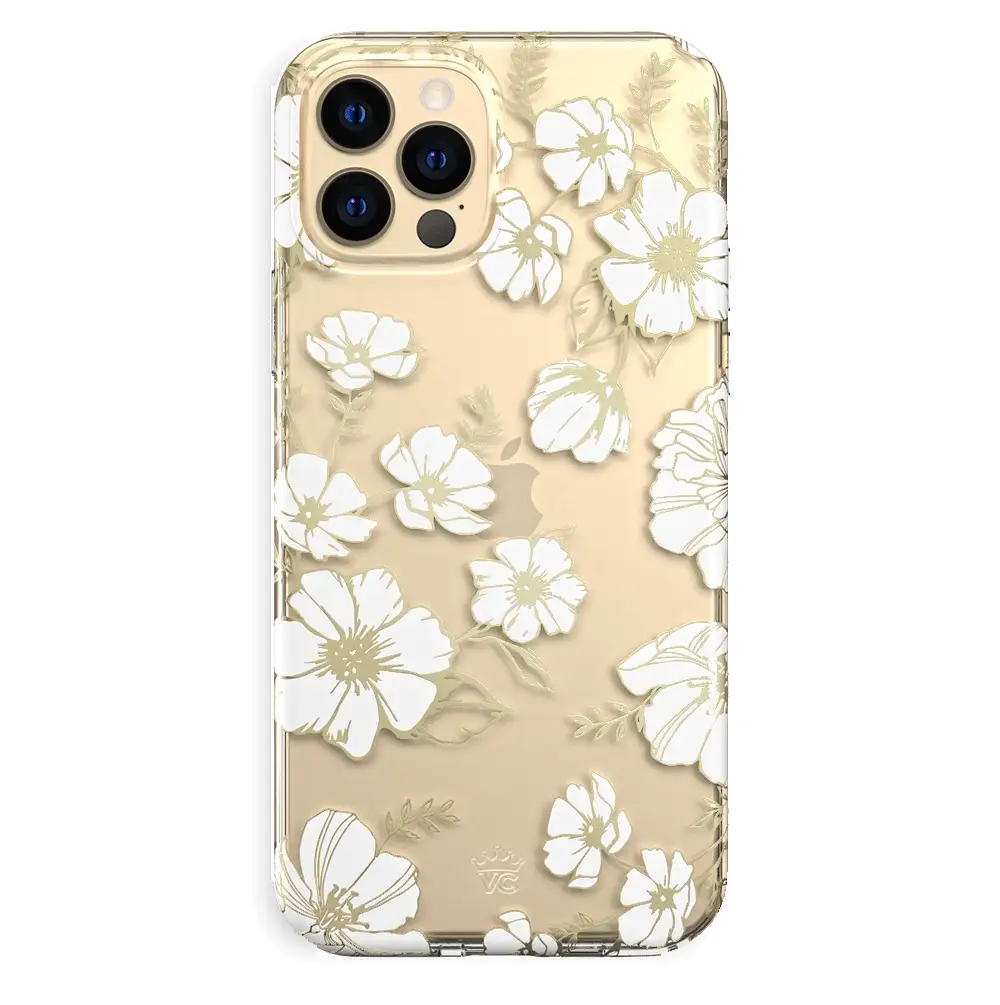 White and Gold Floral Clear iPhone Case - Image 81