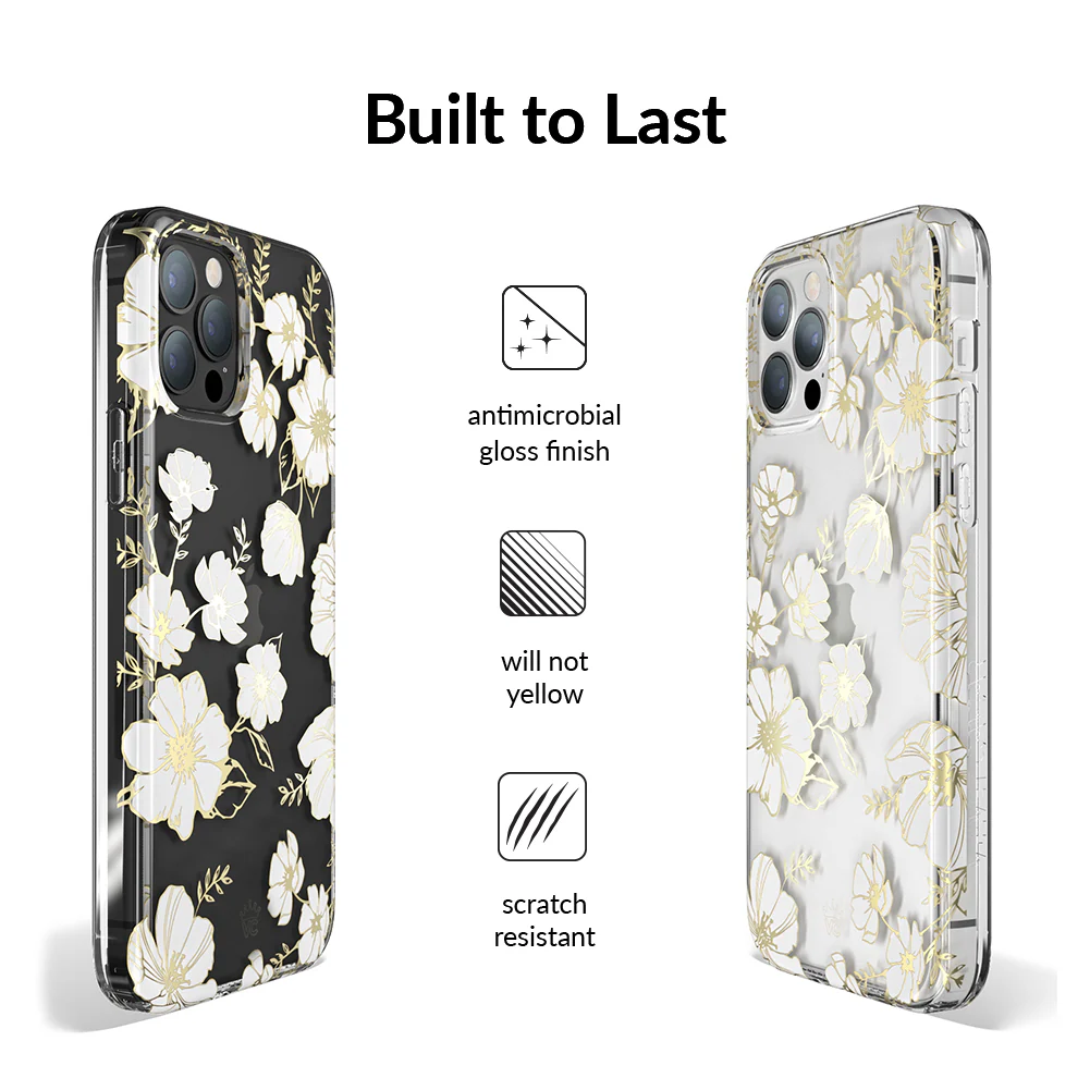White and Gold Floral Clear iPhone Case - Image 91