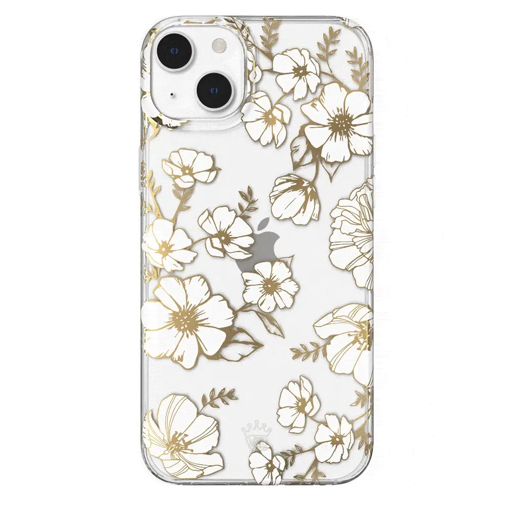 White and Gold Floral Clear iPhone Case - Image 94