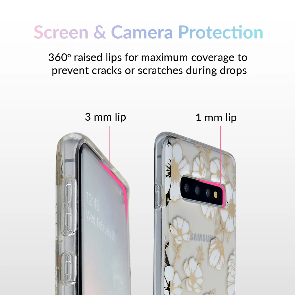 White and Gold Floral Clear Samsung Case - Image 12