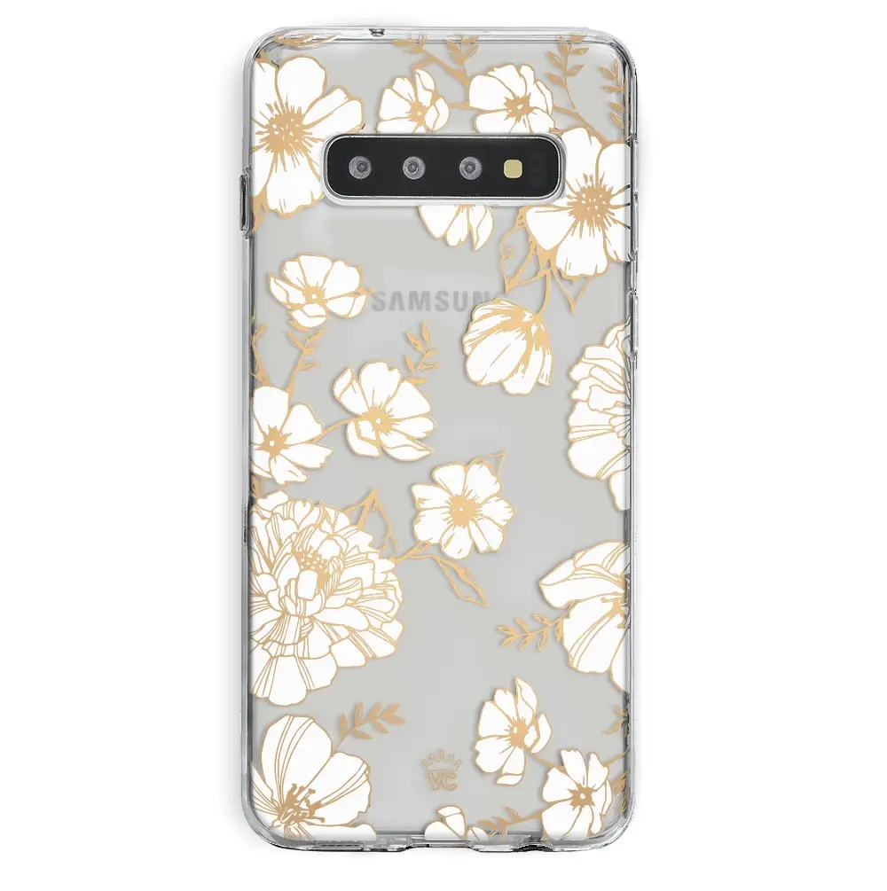 White and Gold Floral Clear Samsung Case - Image 16
