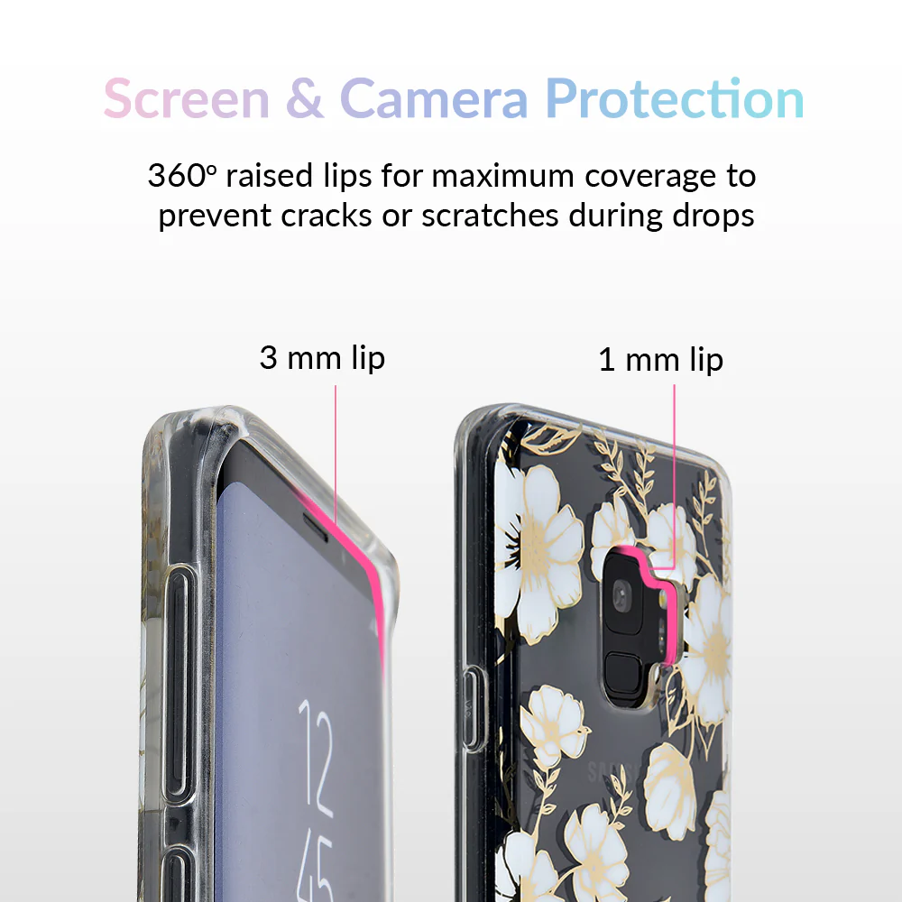 White and Gold Floral Clear Samsung Case - Image 2