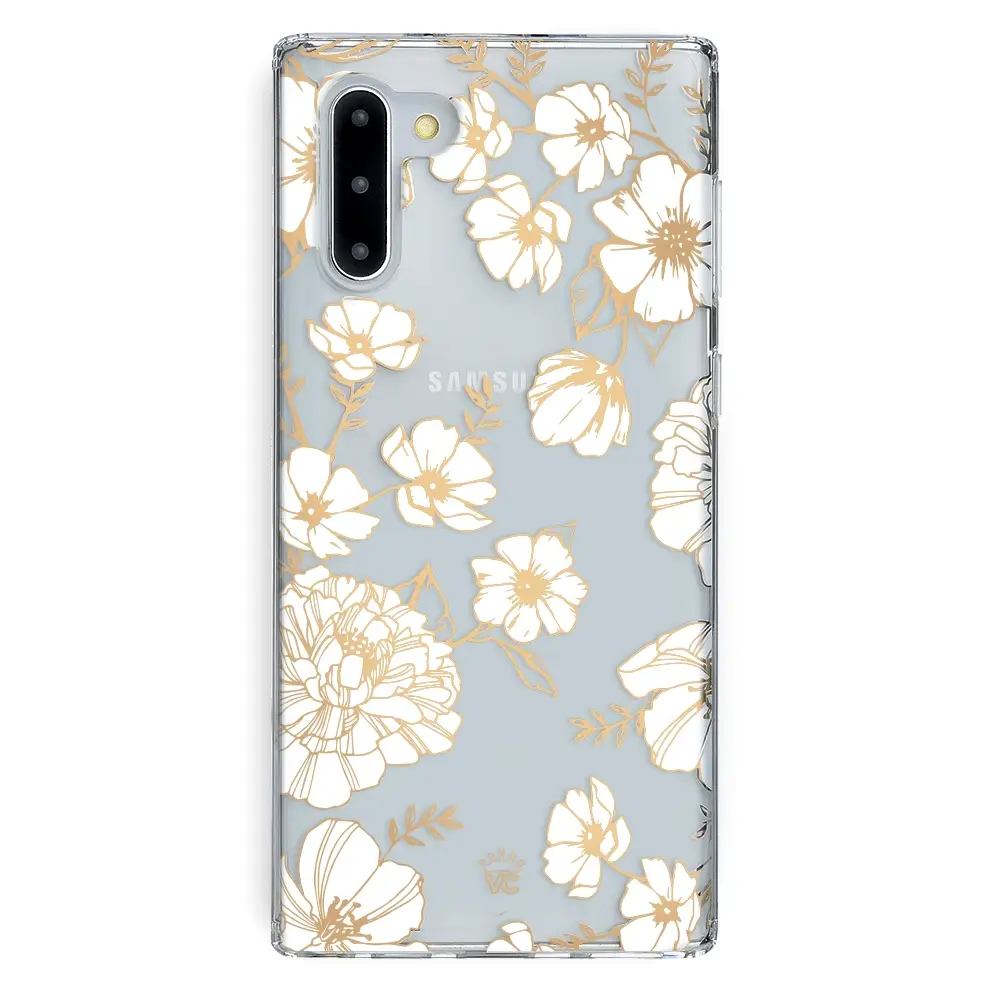 White and Gold Floral Clear Samsung Case - Image 21