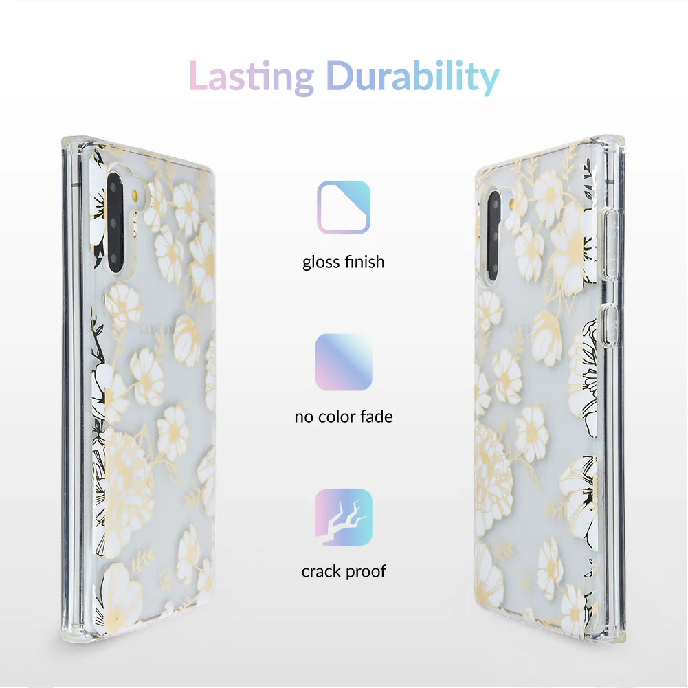 White and Gold Floral Clear Samsung Case - Image 24