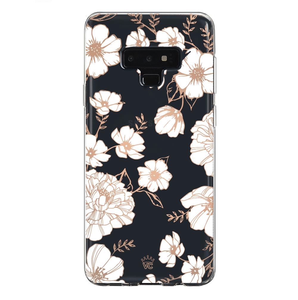 White and Gold Floral Clear Samsung Case - Image 27