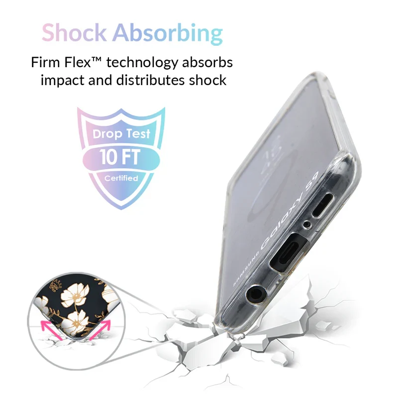 White and Gold Floral Clear Samsung Case - Image 3