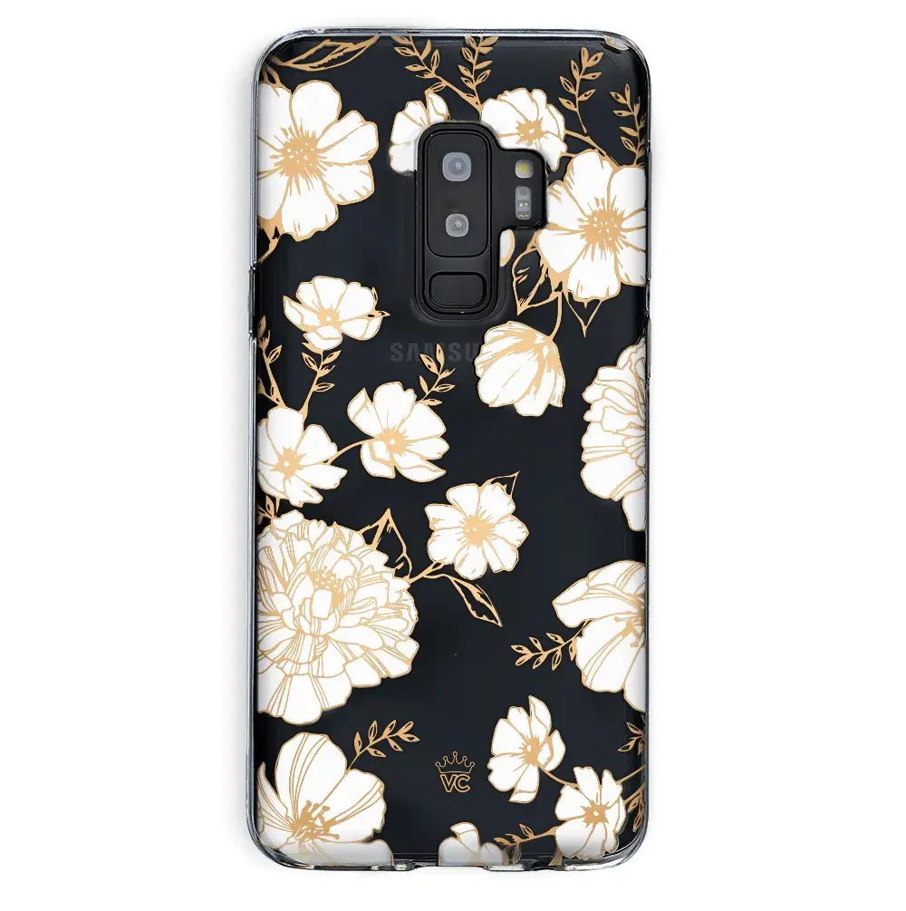 White and Gold Floral Clear Samsung Case - Image 6