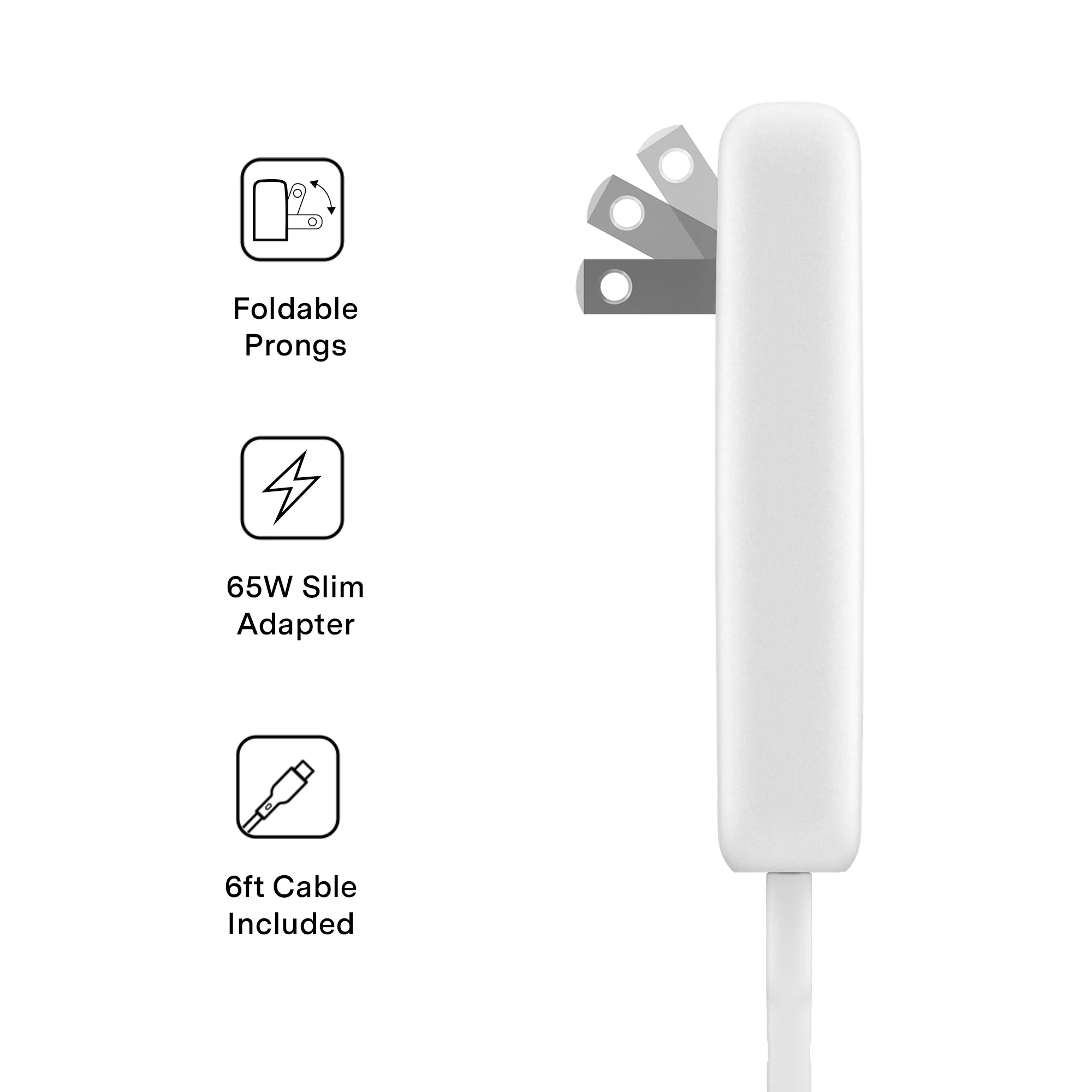 White Fast Charging Set, Dual Port Wall Adapter + 6ft USB-C Cable - Image 3