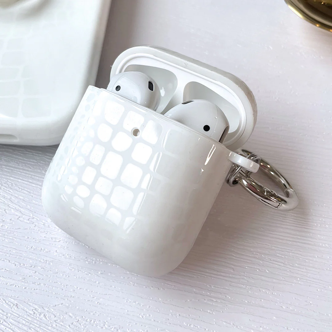 White Croc AirPod Case - Image 7