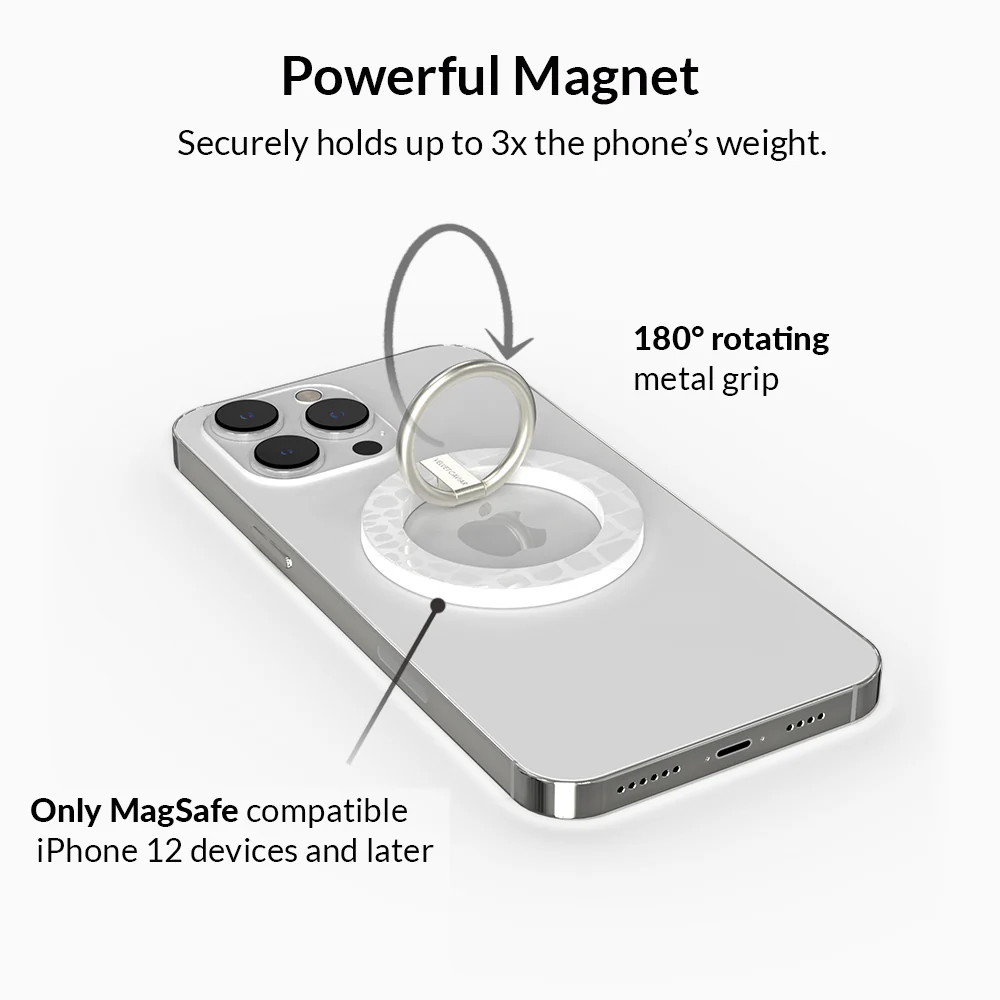 White Croc MagSafe Grip Ring - Image 4