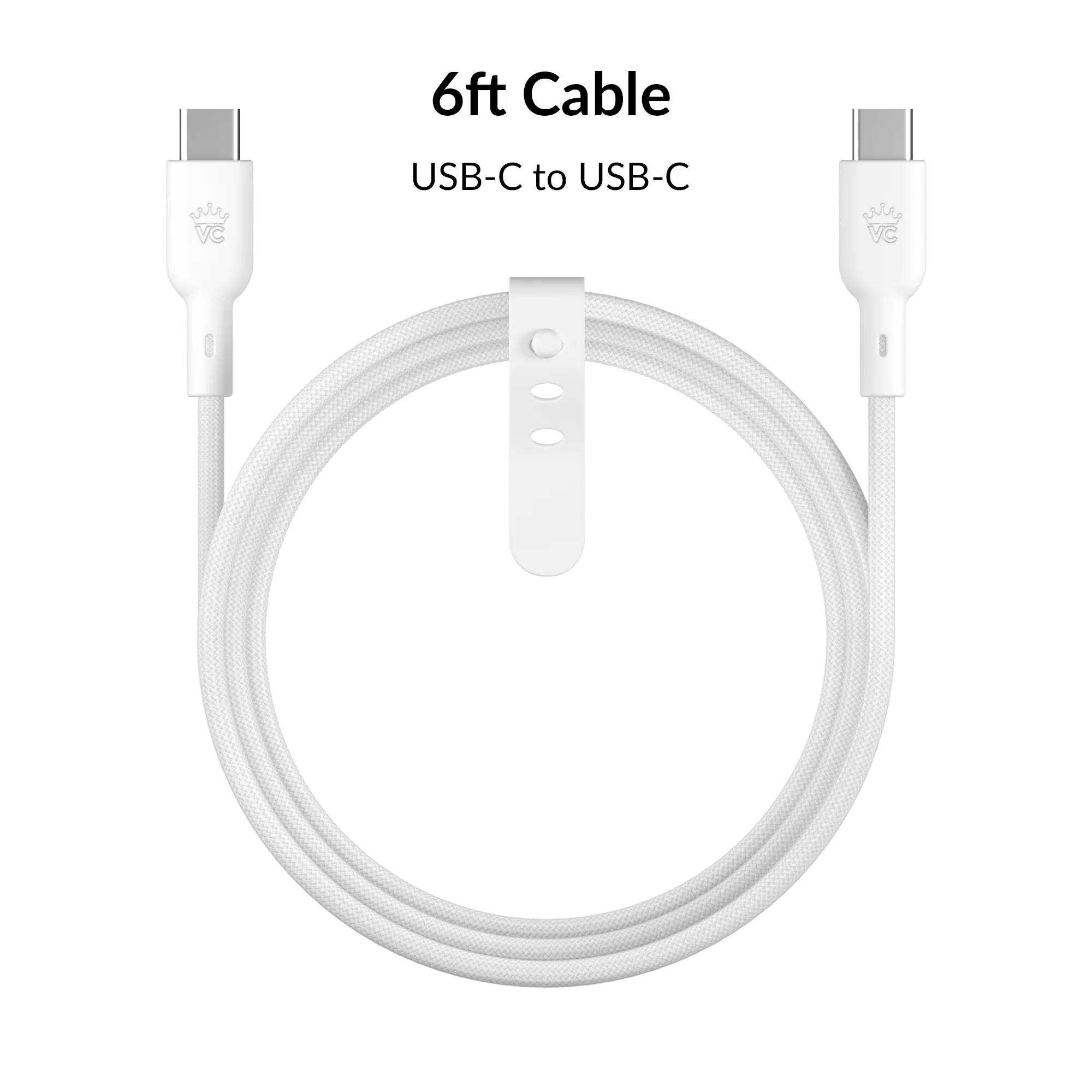 White Fast Charging Cable, 6ft USB-C - Image 4