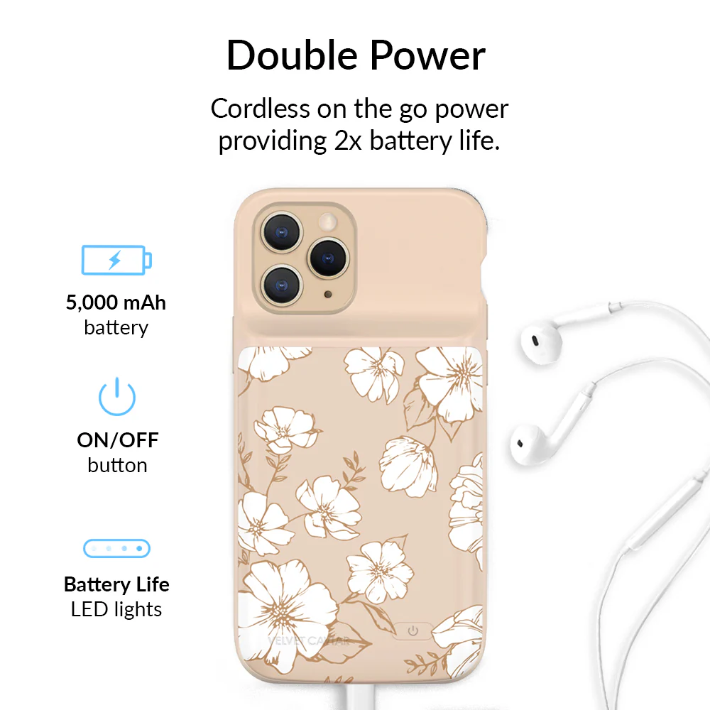 White Floral iPhone Charging Case - Image 14