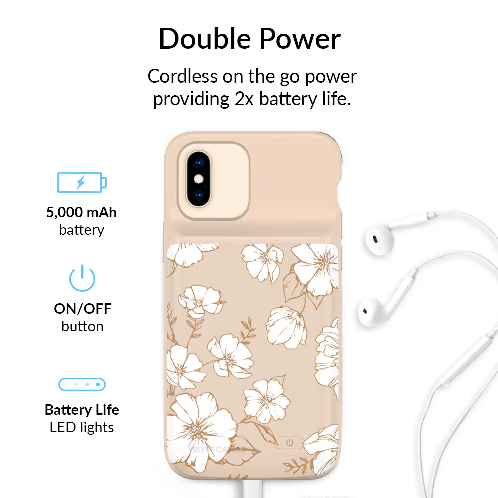 White Floral iPhone Charging Case - Image 2