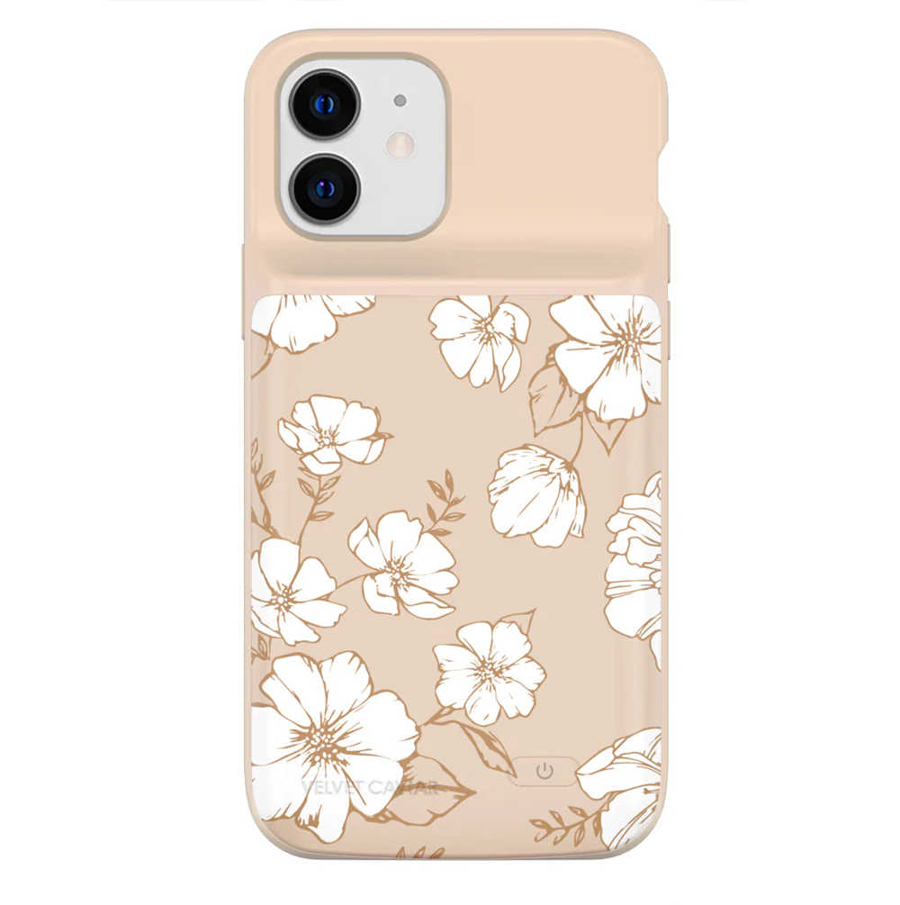 White Floral iPhone Charging Case - Image 25