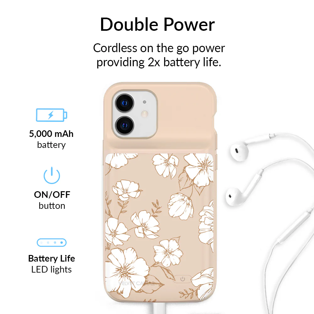 White Floral iPhone Charging Case - Image 26