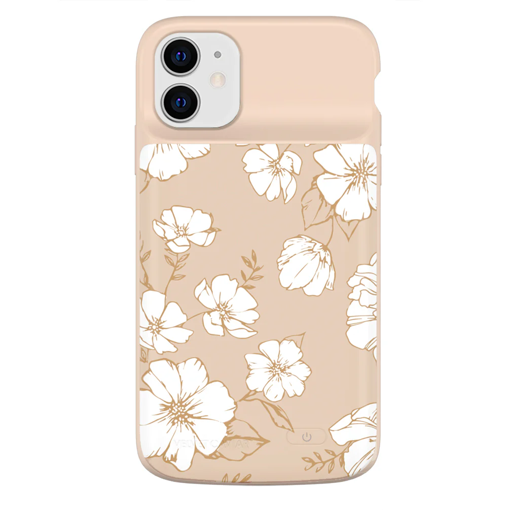White Floral iPhone Charging Case - Image 43