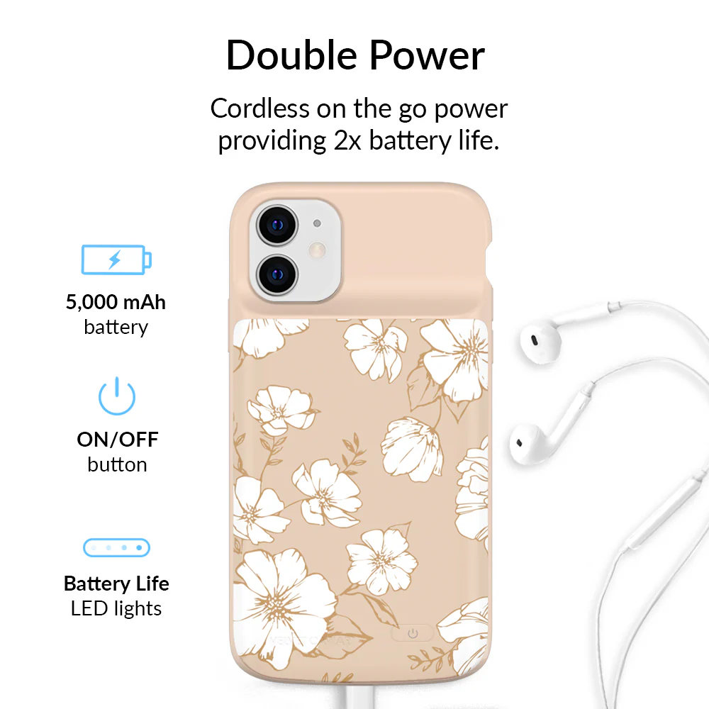 White Floral iPhone Charging Case - Image 44