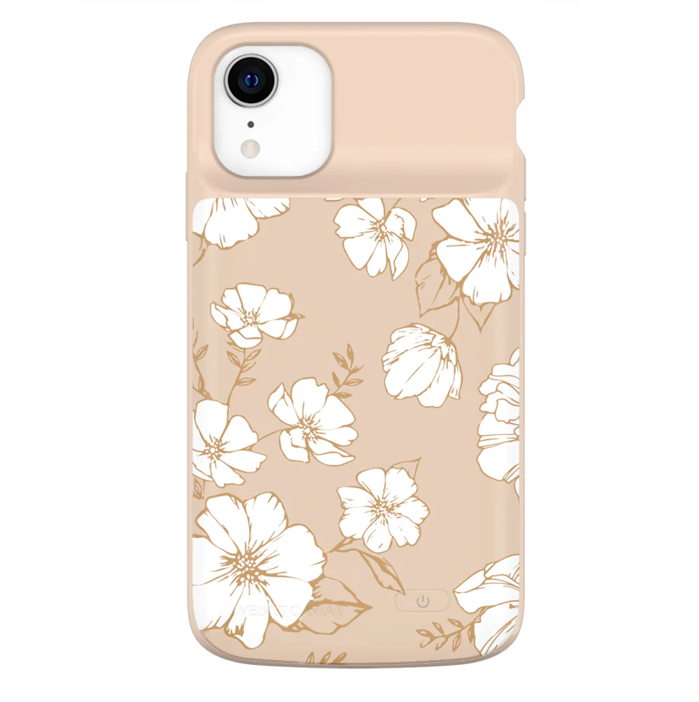 White Floral iPhone Charging Case - Image 49