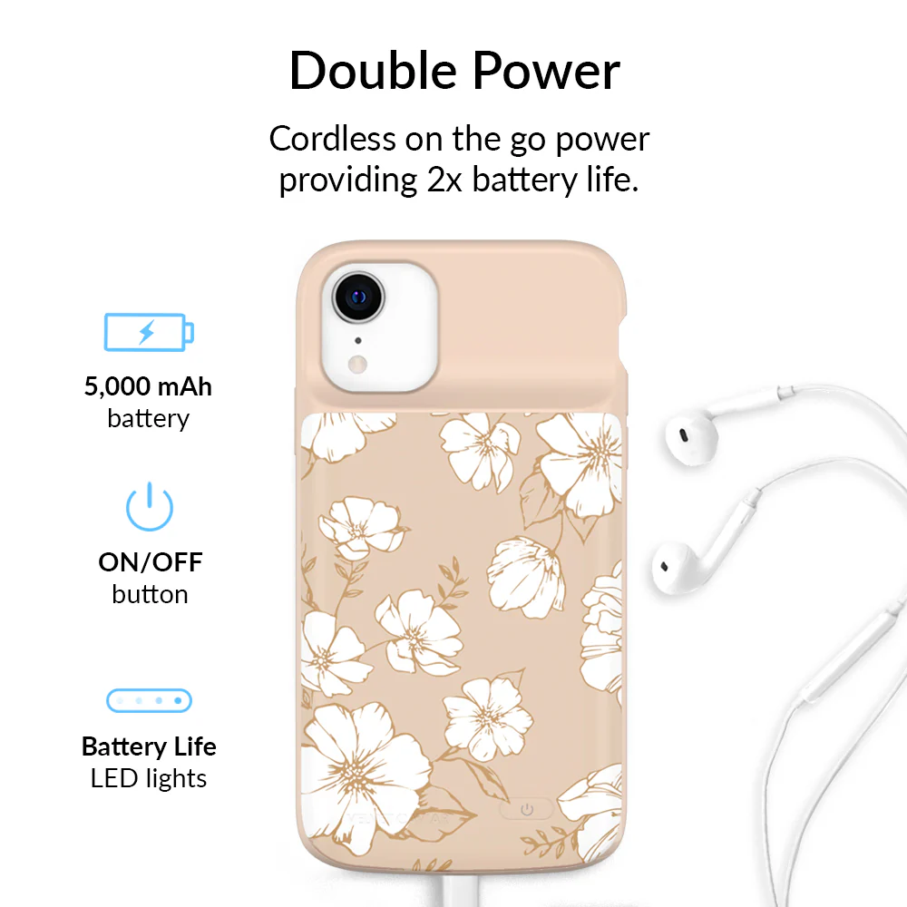 White Floral iPhone Charging Case - Image 50