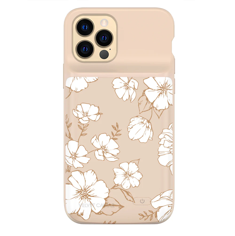 White Floral iPhone Charging Case - Image 61
