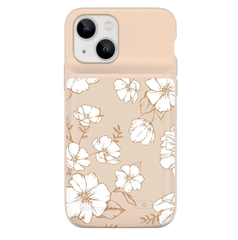 White Floral iPhone Charging Case - Image 67