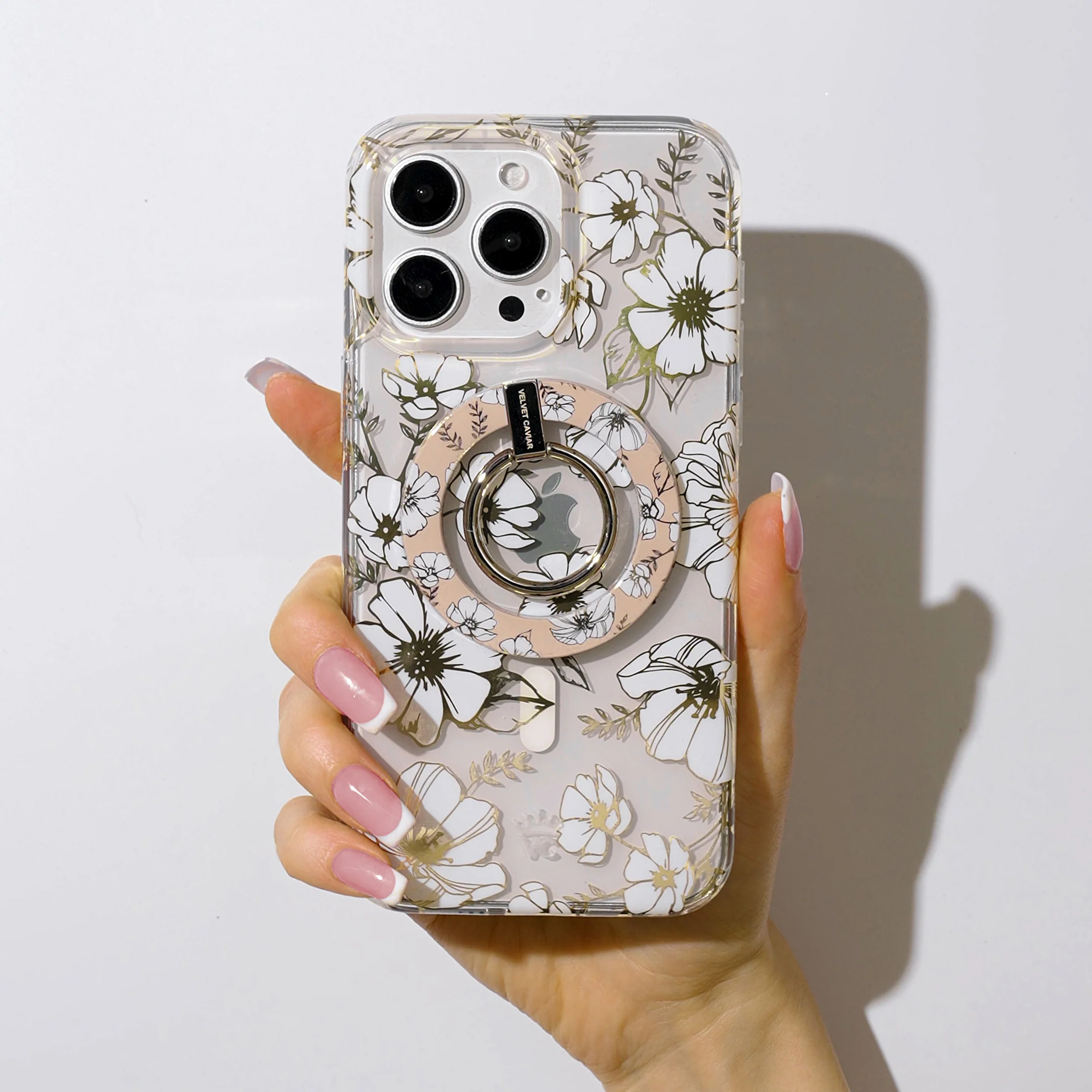 White Floral MagSafe Grip Ring - Image 2