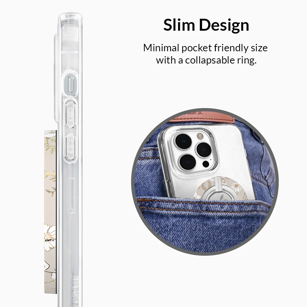 White Floral MagSafe Grip Ring - Image 5