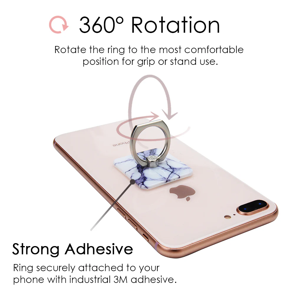 White Gray Marble Phone Ring - Image 3