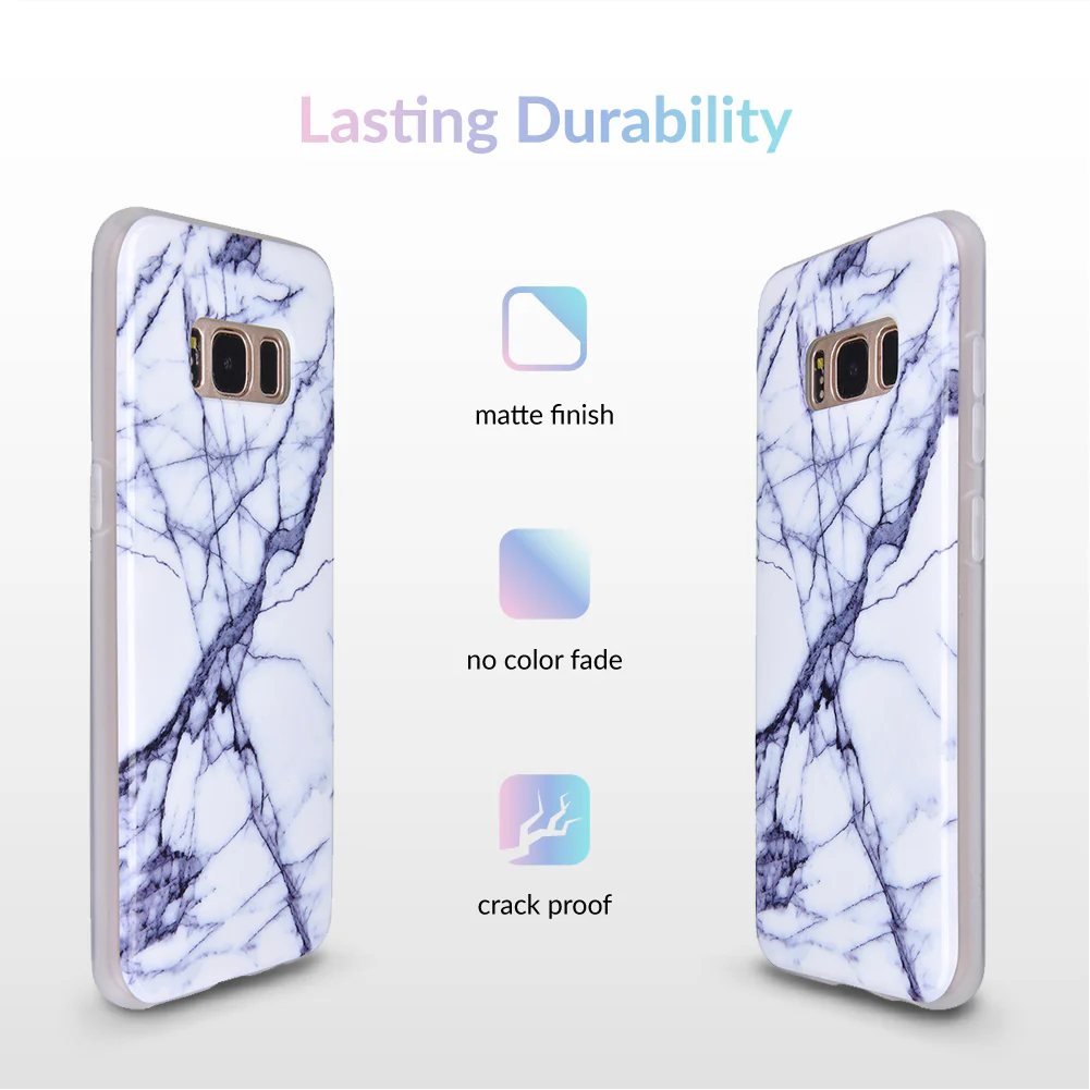 White & Gray Marble Samsung Case - Image 4