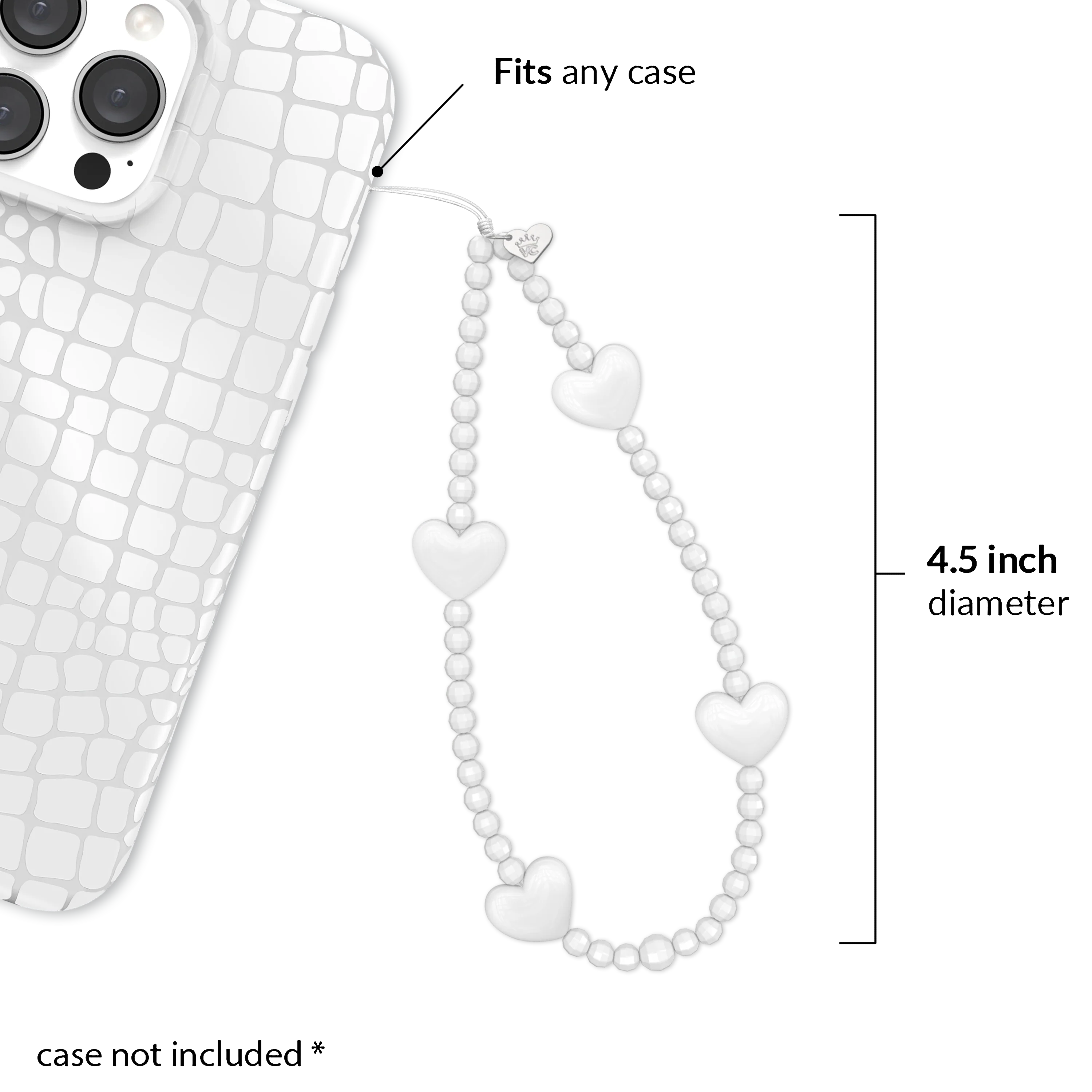 White Heart Phone Charm - Image 3