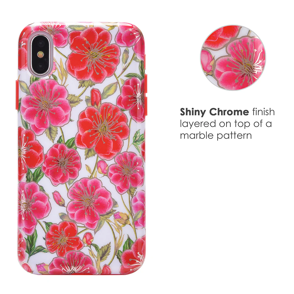 White Hibiscus Rose Gold Chrome Floral iPhone Case - Image 12