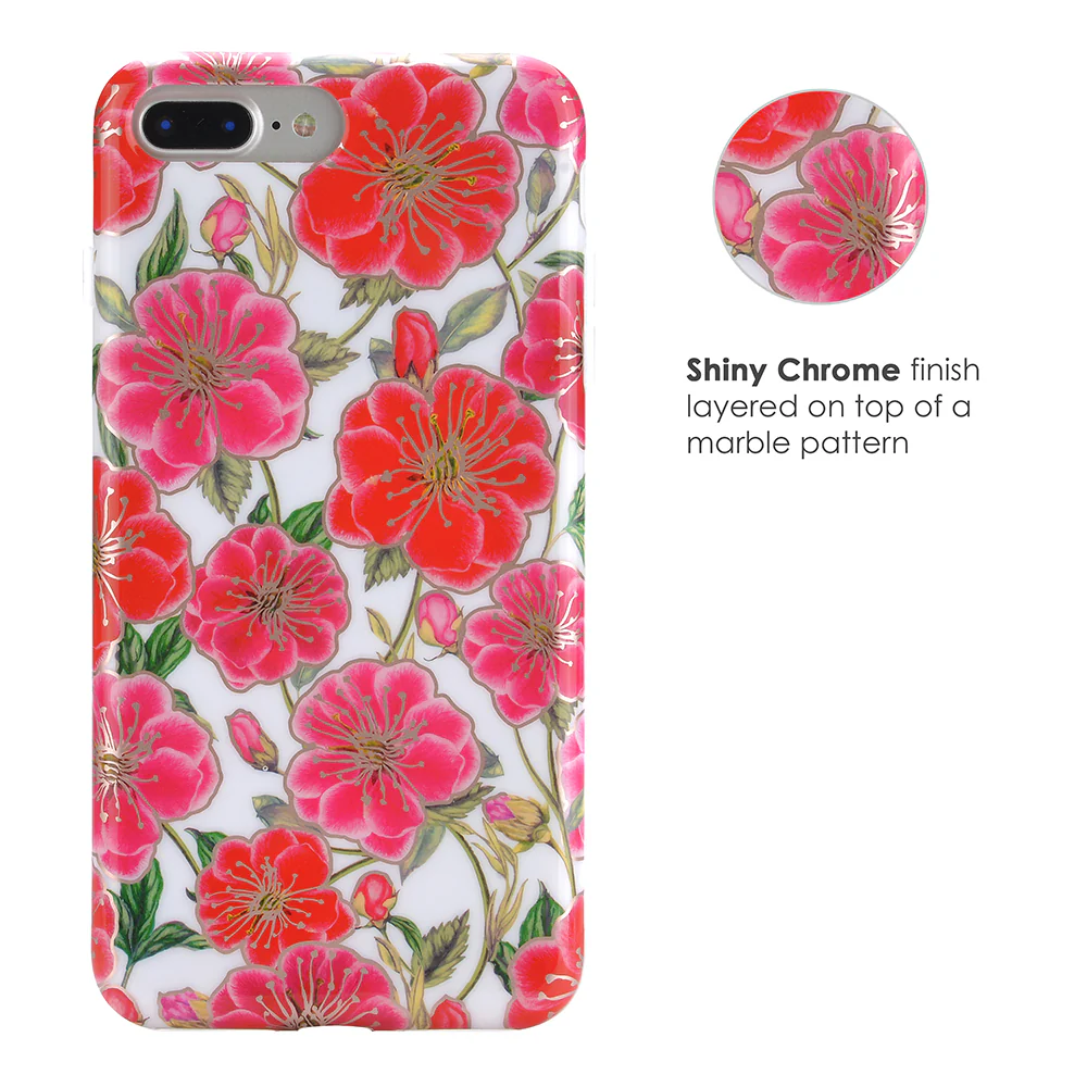 White Hibiscus Rose Gold Chrome Floral iPhone Case - Image 18