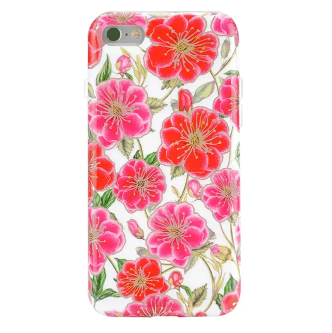 White Hibiscus Rose Gold Chrome Floral iPhone Case - Image 31