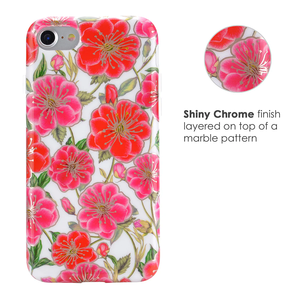White Hibiscus Rose Gold Chrome Floral iPhone Case - Image 6