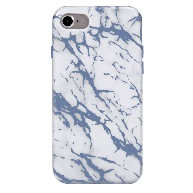 White Marble Blue Chrome iPhone Case - Image 10