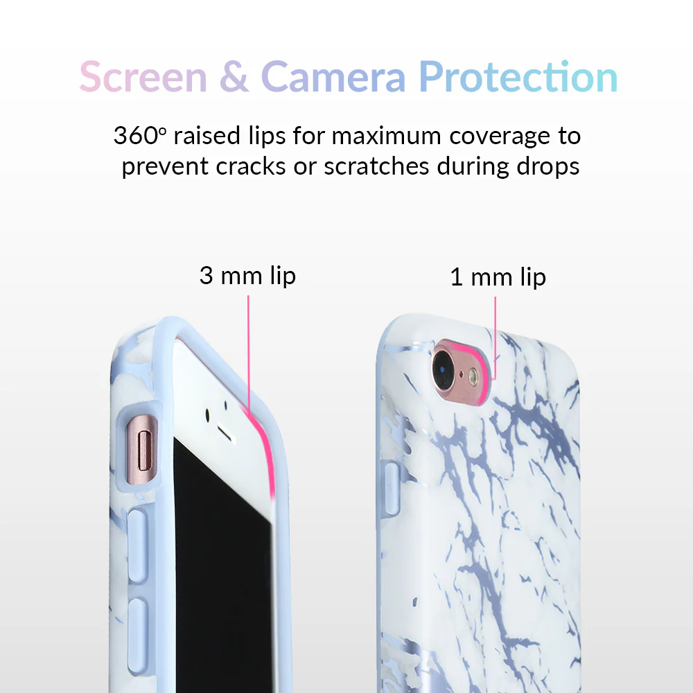 White Marble Blue Chrome iPhone Case - Image 11