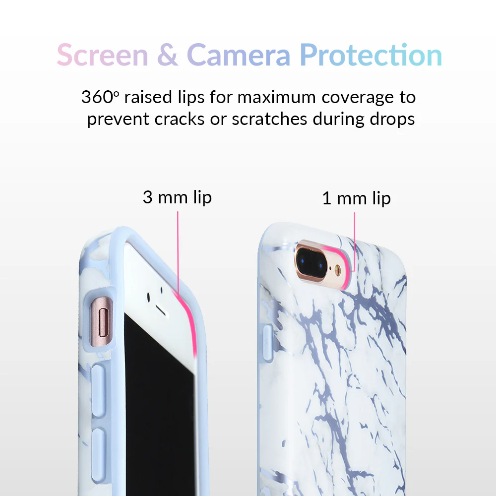 White Marble Blue Chrome iPhone Case - Image 15